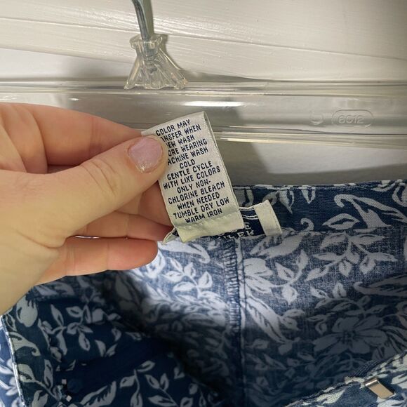 Vtg Jennifer Moore Blue Floral Skort Size 8 Cotton Linen Blend - Picture 7 of 8